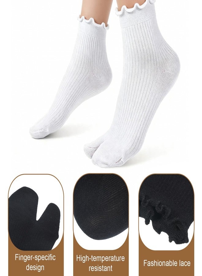 Zyghjort Tabi Socks, 4 Pairs Cotton Split Toe Socks Elastic Flip Flop Sock for Women Men Unisex - Image 4